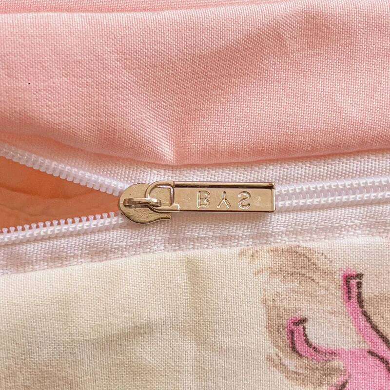 Cute Pink Cartoon Cat Towel Embroidery Girls Kids Bedding Soft Washed Cotton Duvet Covers Set Bed Sheet Pillowcases 3/4Pcs H260312 - view 5