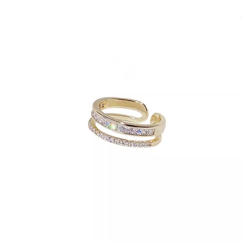 Double Layer Exquisite Ins Trend Index Finger for Women Light Luxury Niche Design Fashionable Personality Simple Open Ring