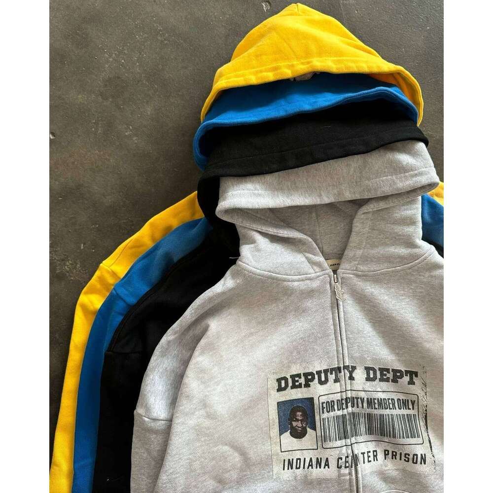 Y2K fashion men's trend print zipper hoodie female Harajuku hip hop Goth casual Joker coat multi-color sweatshirt Z260315