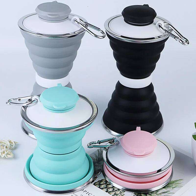 500mL New Portable Sports Foldable Soft Kettle Food Grade Silicone Folding Water Drinking Bottle Cup Z260313
