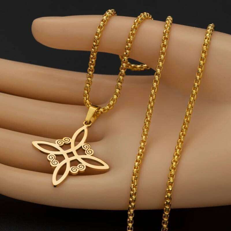 Stainless Steel Simple Witch's Irish Knot Necklace Infinity Witch Women's Casual Charm Jewelry Gift H260312