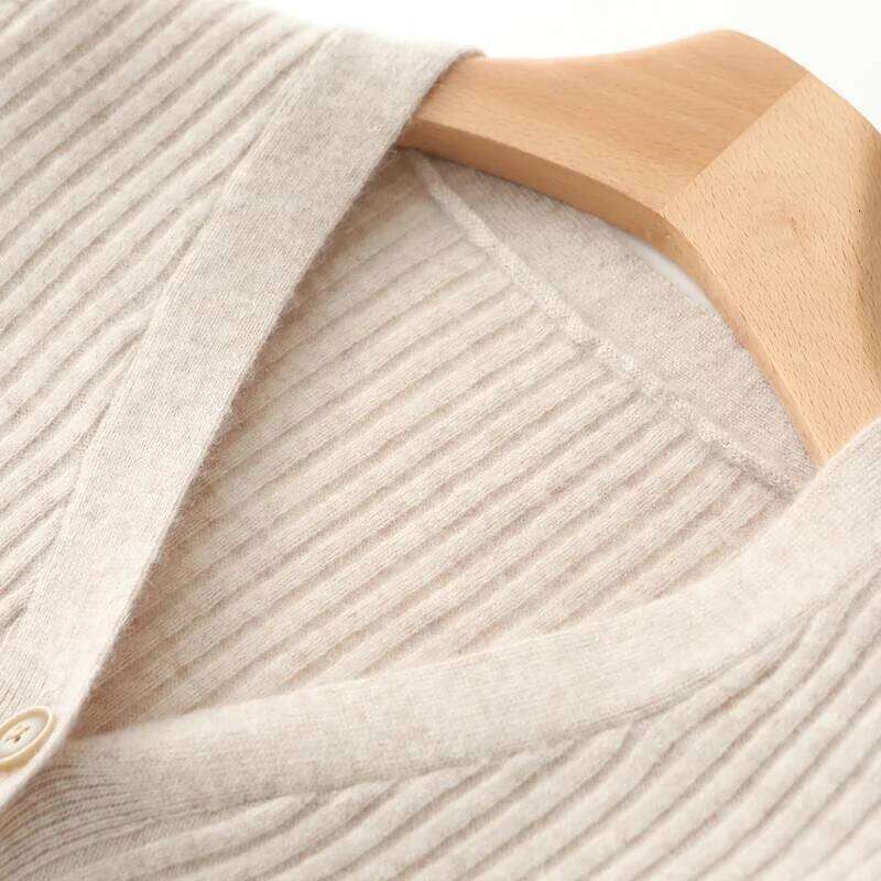 Women 100% Merino Wool Mid-Length Sweater Autumn Winter V-neck with Buttons Pullover Bottoming Knitwear Lady Slim Dress Z260314