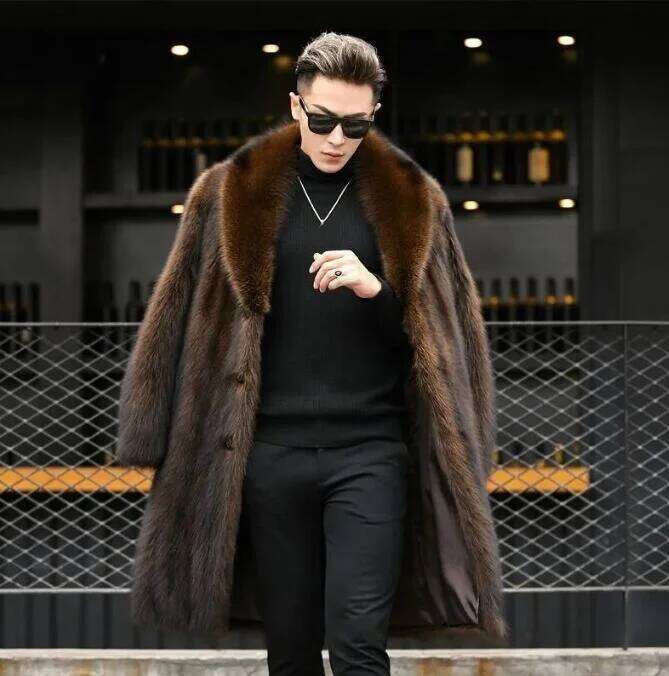Men's Long For Man Winter Thicken Fluffy Jacket Man's Warm Outerwear Faux Fur Loose Coat Z260313