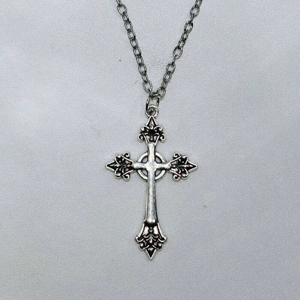 Black Rhinestone Cross Jesus Pendant Choker Necklace for Women Punk Vintage Double Layers Chain Boho Jewelry Fashion Party Gifts H260312