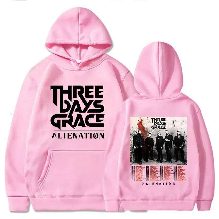 THREE DAYS GRACE ALIENATION Tour Graphic Print Hoodies Fashion Long Sleeve Oversized Hooded Unisex Streetwear Hip Hop Hoody Z260314