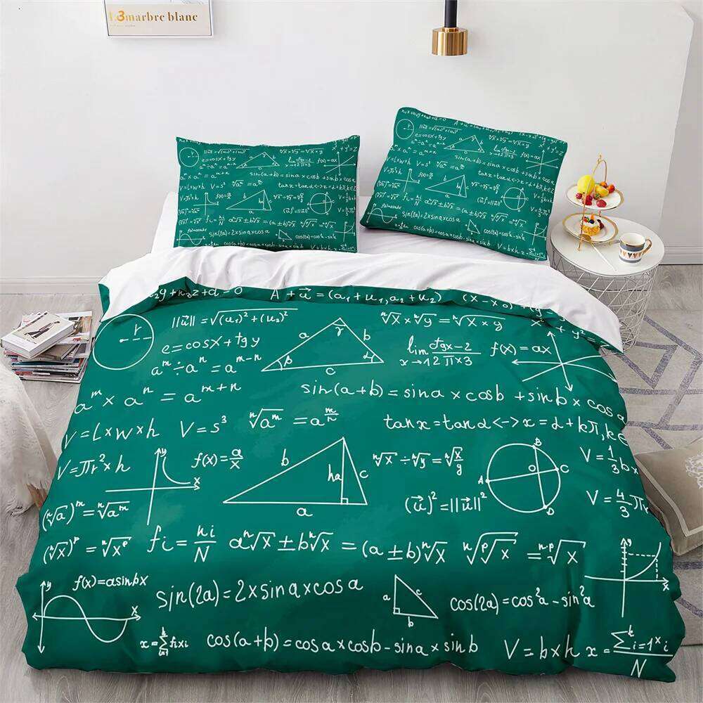 Modern Duvet Cover School Genius Smart Student Math Geometry Science Number Formule Image Decorative Polyester Bedding Set H260312 - view 5