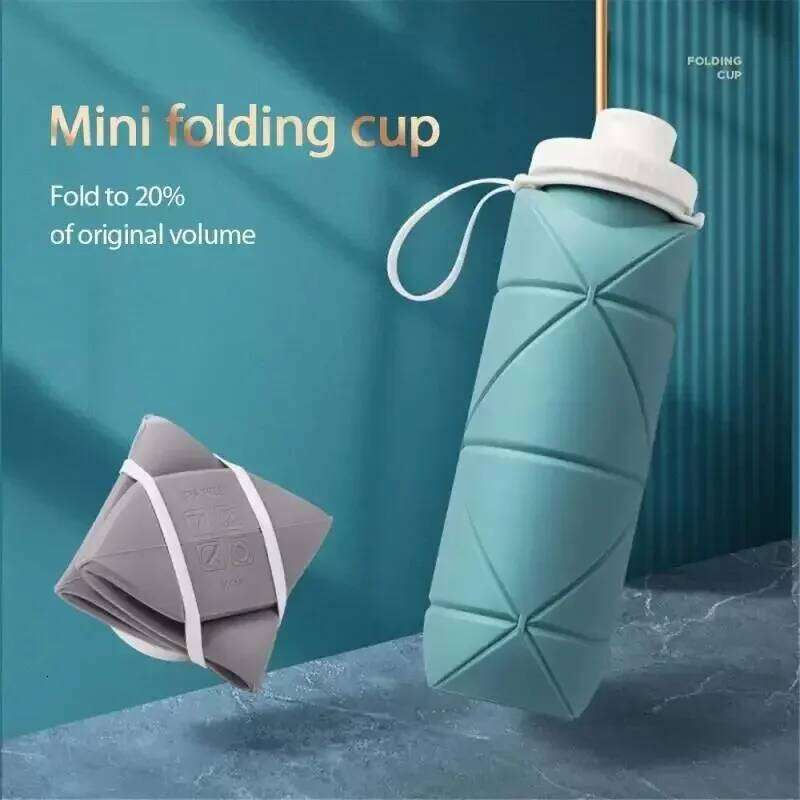 1Pc 600ml Foldable Space-saving Reusable Silicone Sport Water Bottle Bag Bicycle Camping Portable Waterbottles Z260313