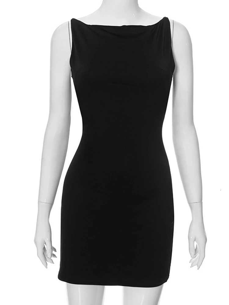 Summer Casual Fashion Mini Sleeveless Wrap Y2K Basic Vest Dress Oufits Sexy Elegant Women Club Party Evening Dress 2024T260314