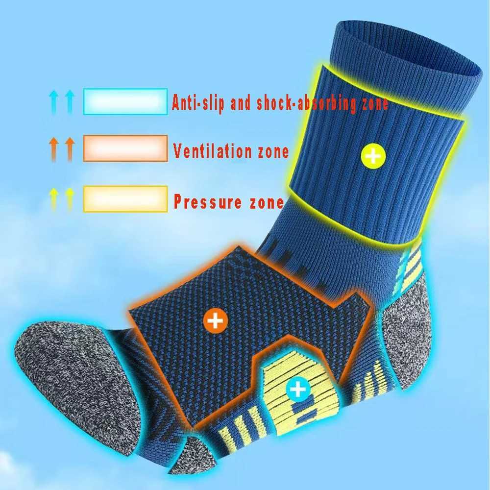 Men Sports Socks Shock-absorbing Cushion Terry Towel Basketball Cycling Running Hiking Tennis Socks for Women 1/3/6 Pairs D260313