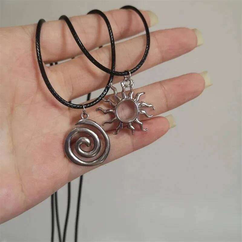 Vintage Spiral Vortex Pendant Hand-woven Leather Rope for Women Boho Goth Necklace Fashion 2023 Y2K Jewelry H260312