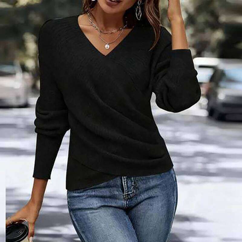 Fashion Knitwear Sweater Slim V Neck Long Sleeve Sweaters For Women Autumn Winter Jumper Tops Z260313