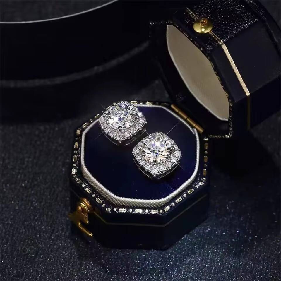 No Tariffs Classic 232 Carat Square Moissanite 925 Sterling Silver Stud Earrings for Women Men