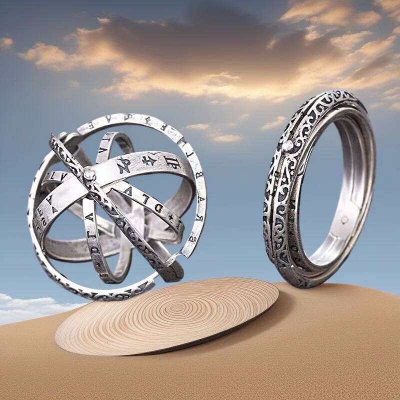 Retro Astronomical Sphere Ball Ring Letter Ring, Foldable and Open To Rotate, r Jewelry Gift H260312
