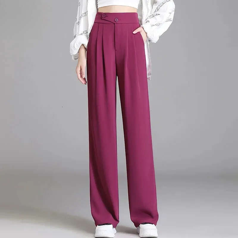 Women's Capris Korean Thin High Waist Wide Leg Pants Spring Summer Baggy Office Pantalones Formal Straight Suit Spodnie Women Casual Trousers 230