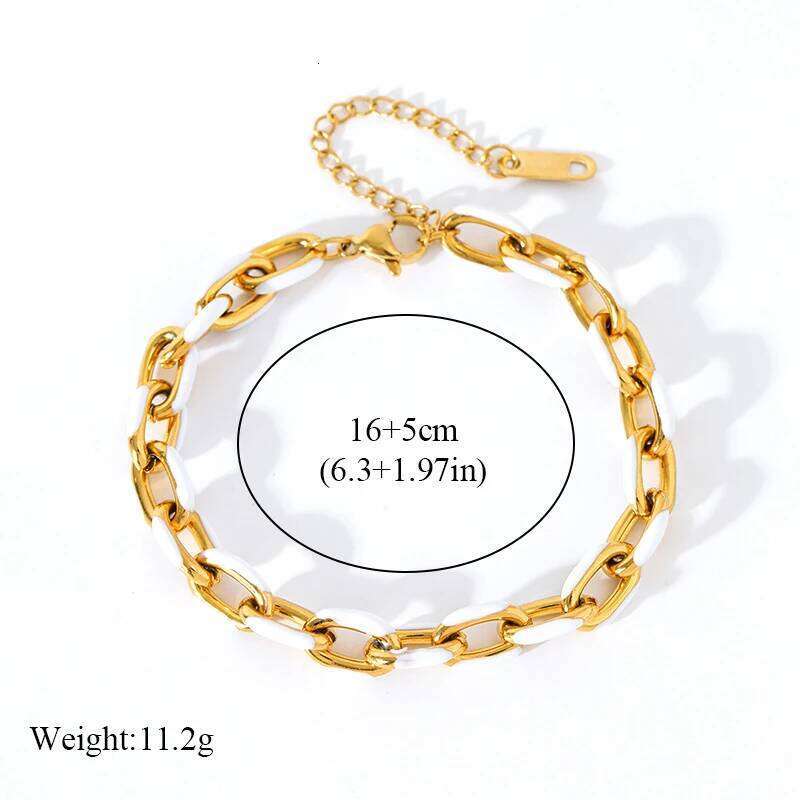 EILIECK 316L Stainless Steel Creative Enamel White Bracelet For Women Trendy Wrist Chain Waterproof Jewelry Gift Party Bijoux Z260313