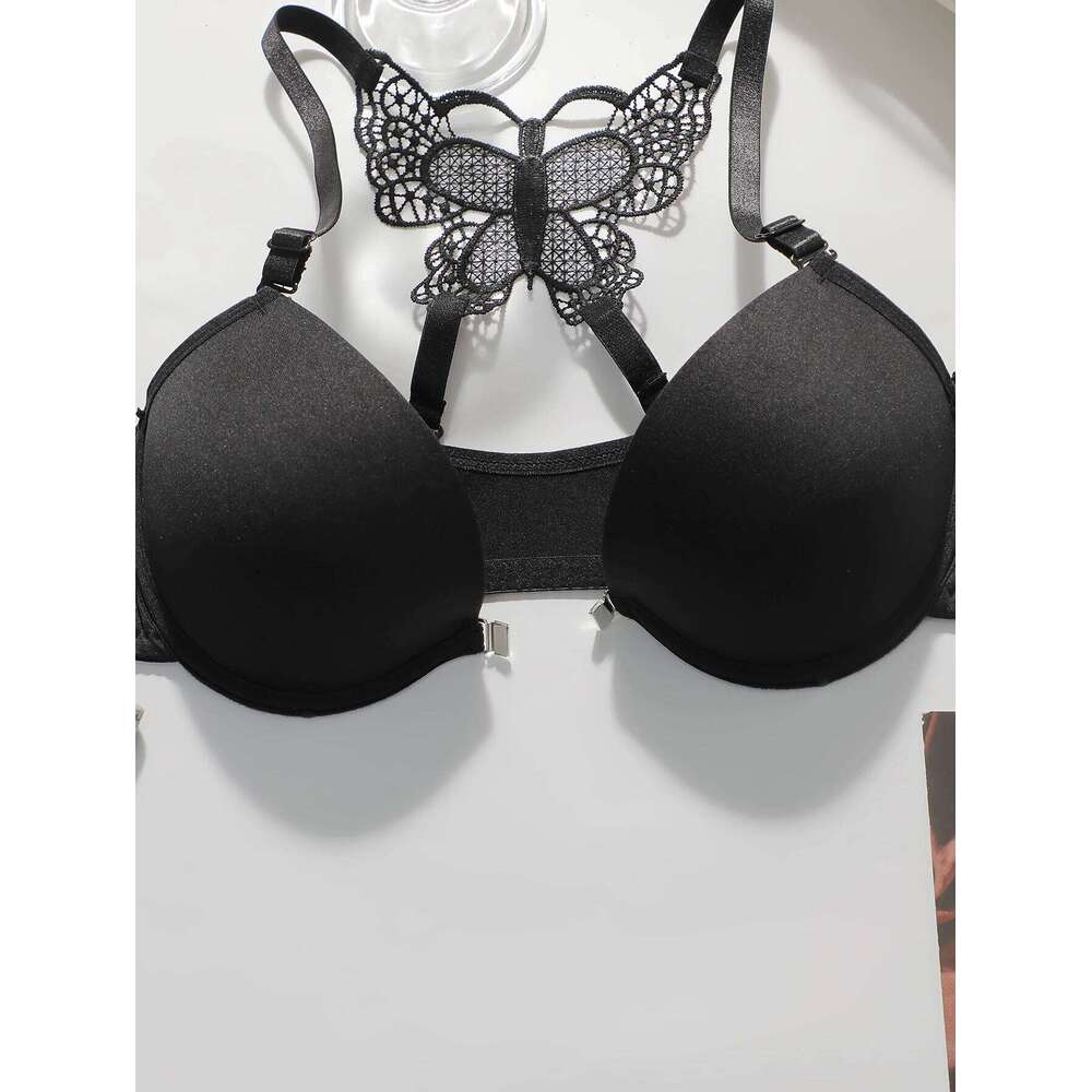 Women's sexy embroidered lace lingerie for front gathered push ups back butterfly comfortable and close fitting bra set 2120