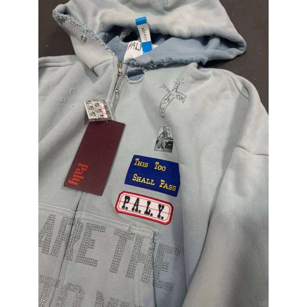25ss High Quality Washed PALY Zipper Hoodie Street Fashion Men Women Vintage Oversized Casual Style Hooded Z260314