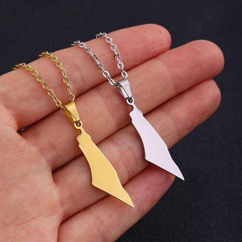 Blank Gold Plated Stainless Steel Israel Palestine Map Pendant Necklace For Women Men Jewelry H260312