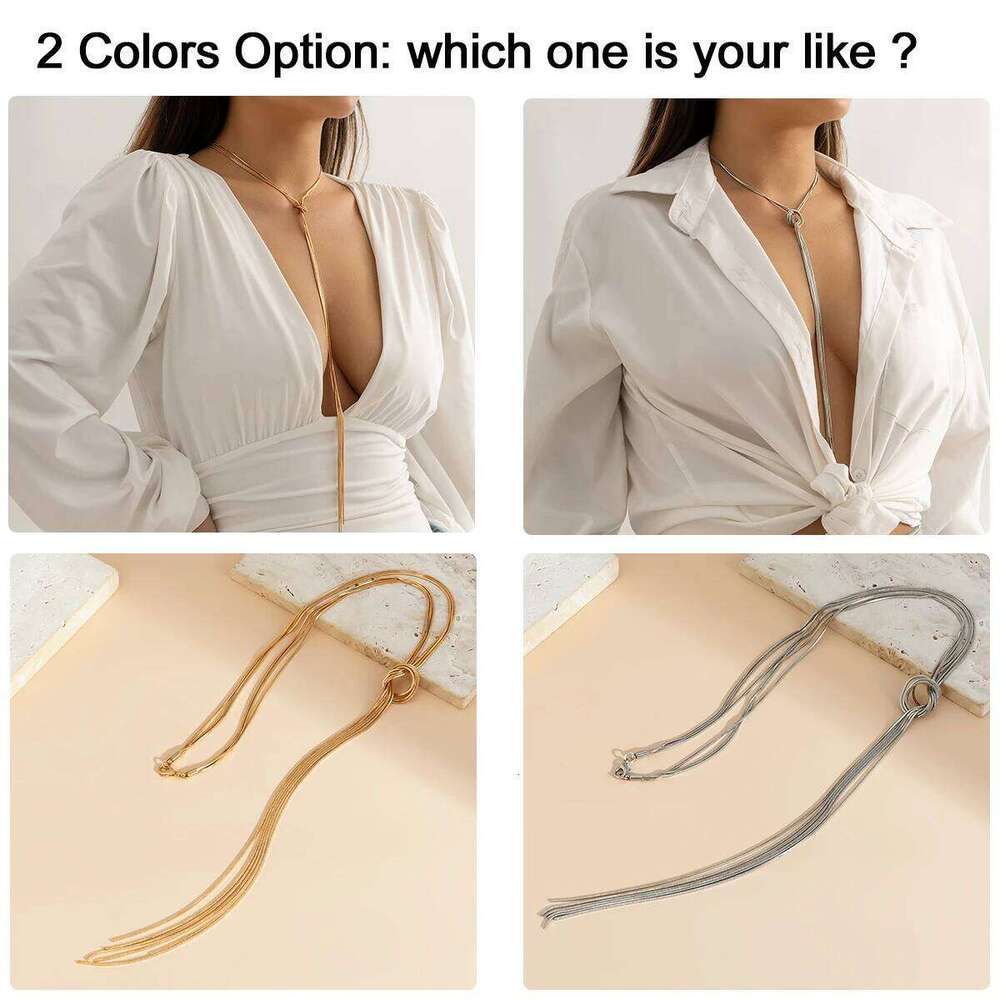 Long Tassels Sweater for Women Trendy Charms Chunky Chain Necklace 2022 LadiesFashion Jewelry Accessories on Neck H260312