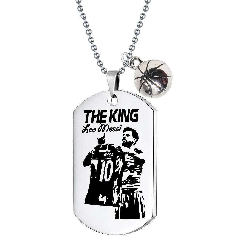 Football Soccer Star Gift Lionel Messi Cristiano Ronaldo Neymar Stainless Steel Pendant Necklace for Men Chain Accessories Jewel H260312
