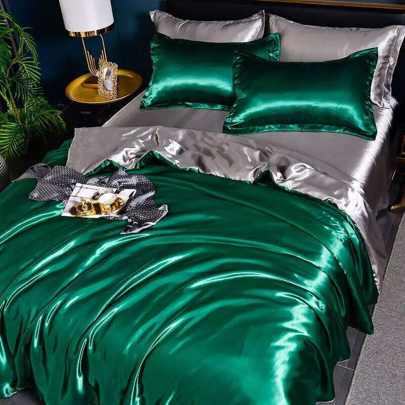 Pure Satin Silky Bedding Queen King Size Bed Set Quilt Duvet Cover Linens And Pillowcase For Single Double Bedclothes H260312 - view 7