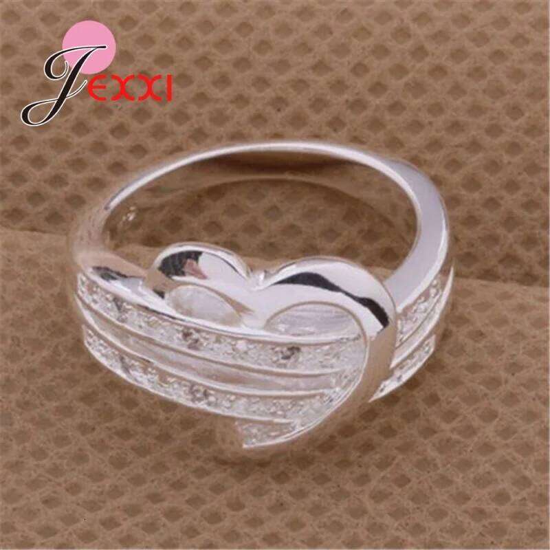 Engagement Ring Heart Shape Double Rows Design Original 925 Sterling Silver Rings Women Best Gift For Girlfriend Fashion H260312