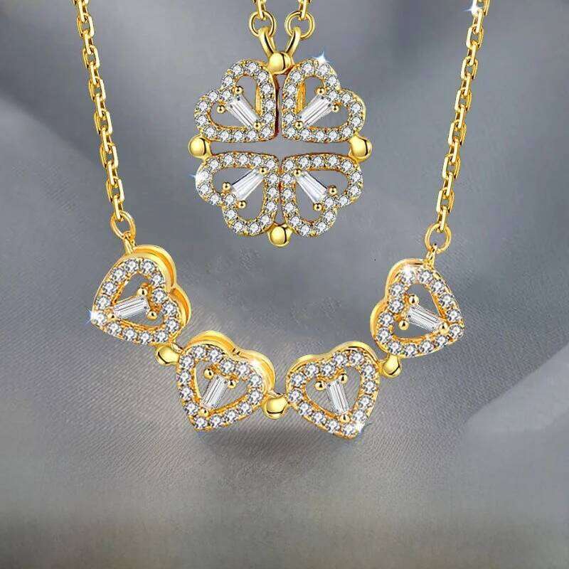 Fashionable Heart Shaped Cr Necklace for Women New Design Double Wear Lockbone Chain Jewelry Metal Plated H260312