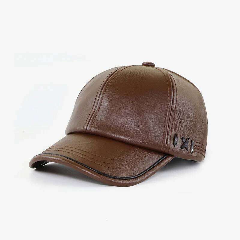 2024 Adjustable Men's Genuine Baseball Cap for Fall Winter Outdoor Sports Hat Men Real Cowhide Leather Caps Z260313
