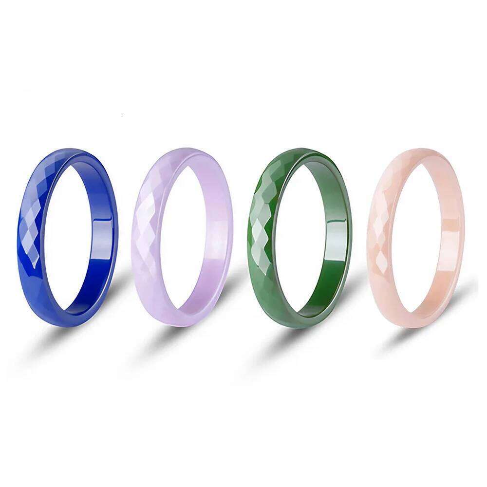 3mm Pink Blue White Women's Ceramic Ring, Hypoallergenic Wedding Band, Comfort Fit Jewelry Gift for Her, Valentine's Day H260312