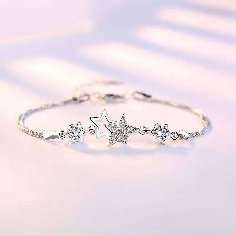 Original 925 Sterling Silver Elegant Charm Crystal Star Bracelets for Women Jewelry Fashion Party Wedding Accessories Z260313
