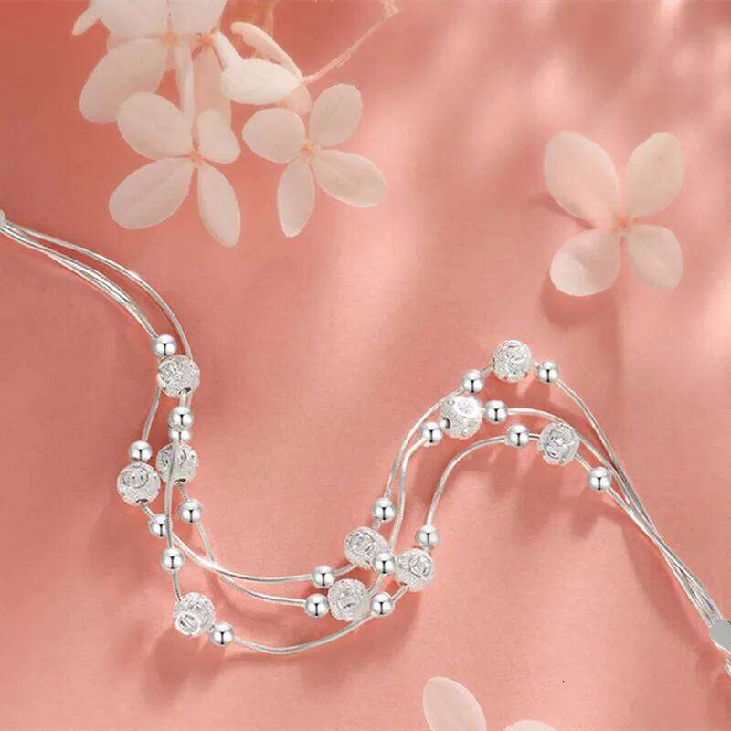 New 925 Sterling Silver 8 Inches Frosted Beads Bracelet For Fashion Women Charm Jewelry Birthday Party Gifts Z260313