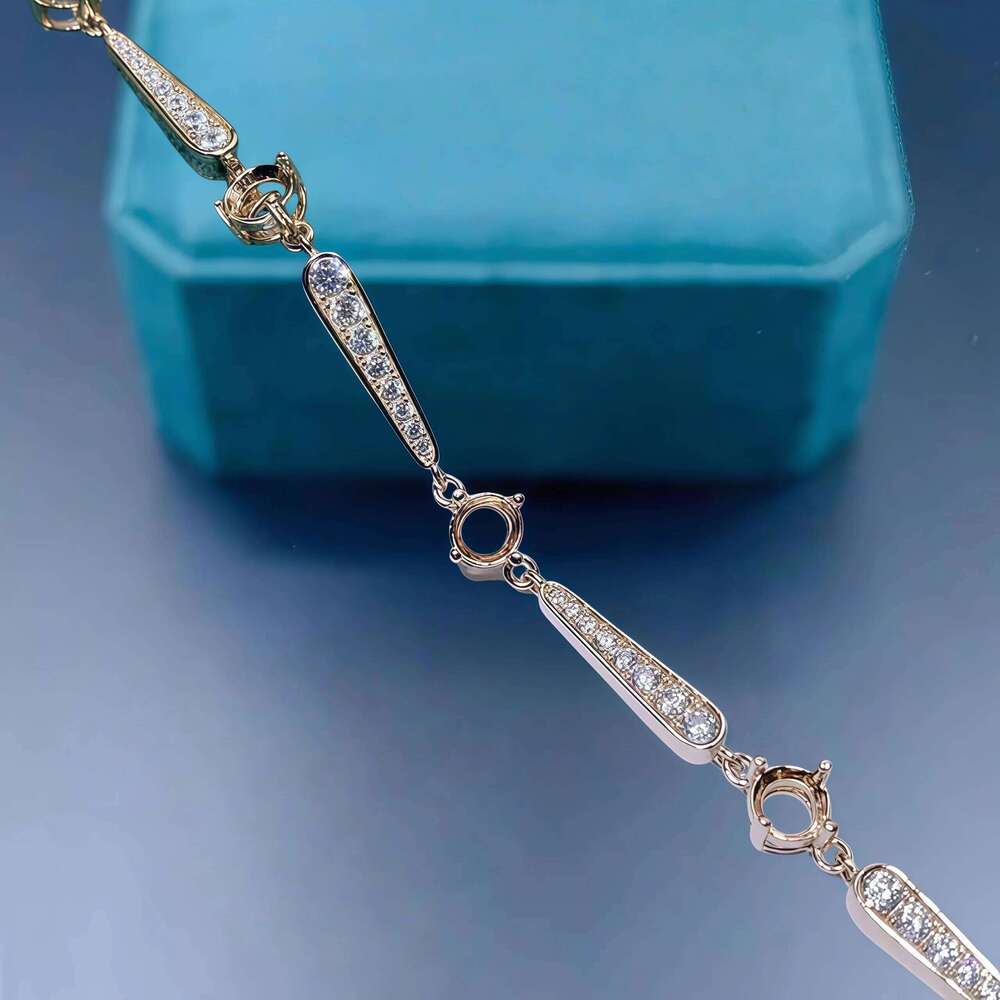 Fashion DIY Empty Bracelet Holder S925 Sterling Silver 4mm Round Stone Fine Simple Design Charm Weddings Jewelry for Woman Z260313