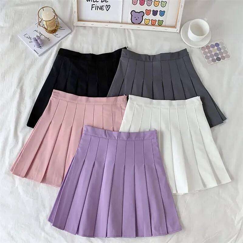 Solid Color A-line Women Summer Western Cloth Fabric High Waist Slim Half Autumn Winter Jk Short Skirt Sweet Style Z260314