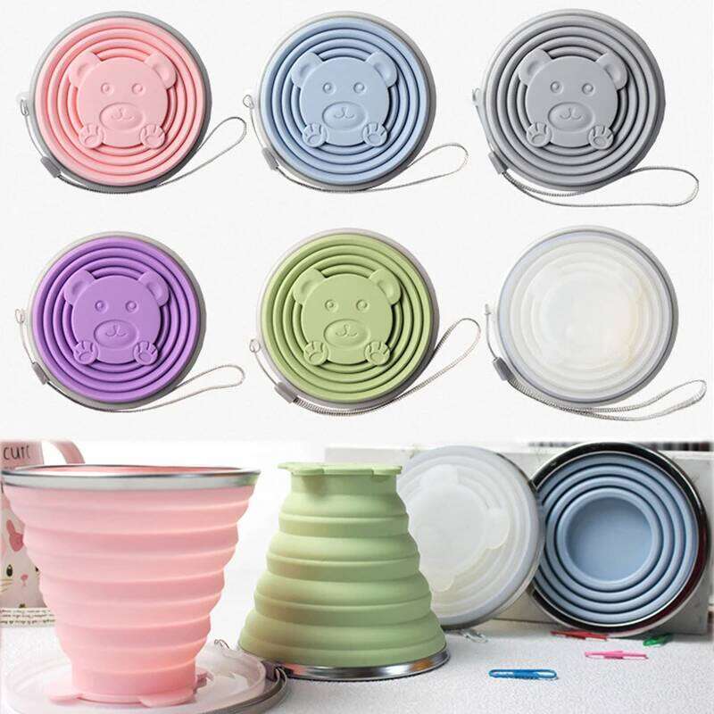 180/320ML Silicone Collapsible Travelling Cups Reusable & Portable Drinking Cup with Lids for Outdoor Hiking/Camping Z260313