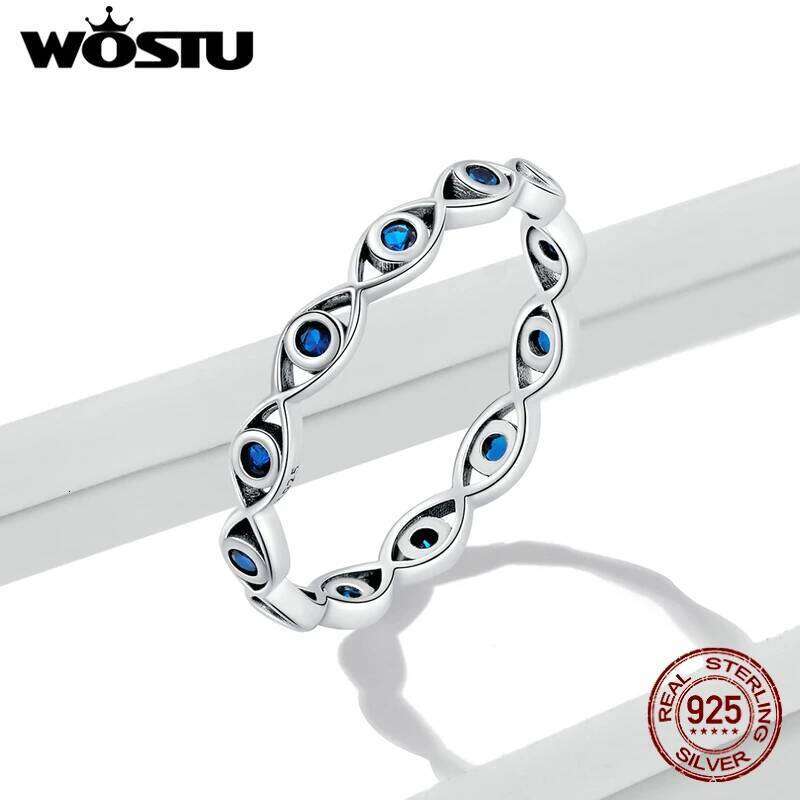 WOSTU 925 Sterling Rings Zircon Simple Lucky Eye Finger Ring For Women Elegant Silver Jewelry Gift CTR212 H260312