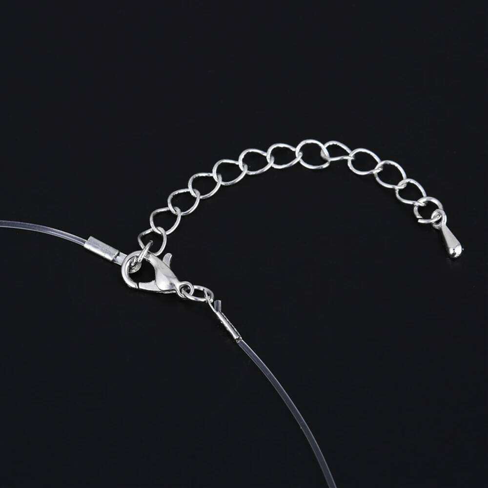 2024 New Female Transparent Fishing Line Silver Color Invisible Chain Women Rhinestone Choker Necklace H260312