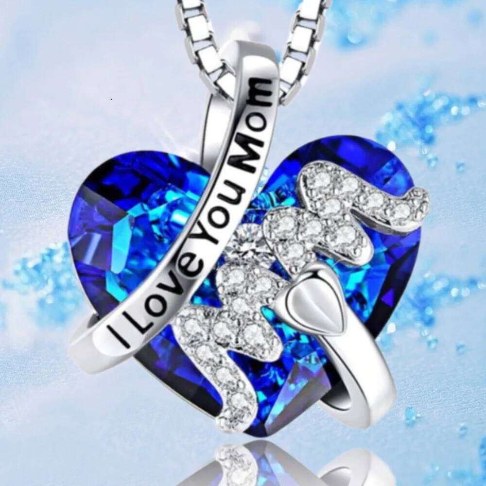 Mom Gift Jewelry Heart Red/Blue Pendant Fashion Mother's Day Necklace Women Mother H260312
