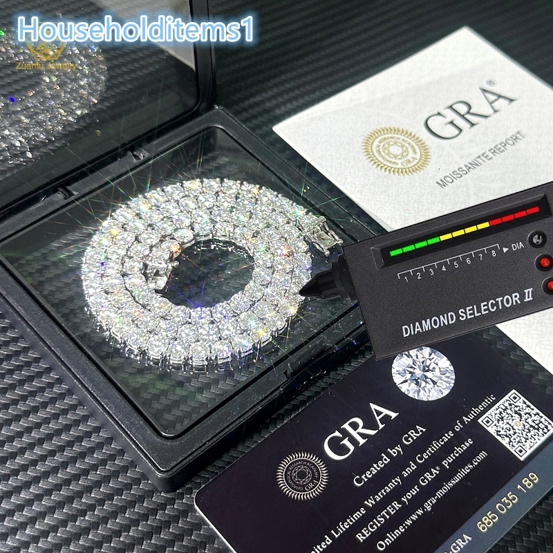 Cheap Price Moissanite Hiphop Necklace 2mm 3mm Iced Out Diamond Tennis Chain 925 Sterling Silver 4mm 5mm Moissanite Tennis Chain