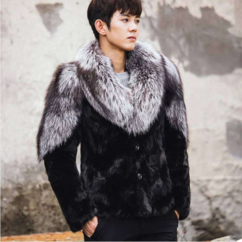 Men's fur coat imitation mink long casual winter warm jacket Z260313