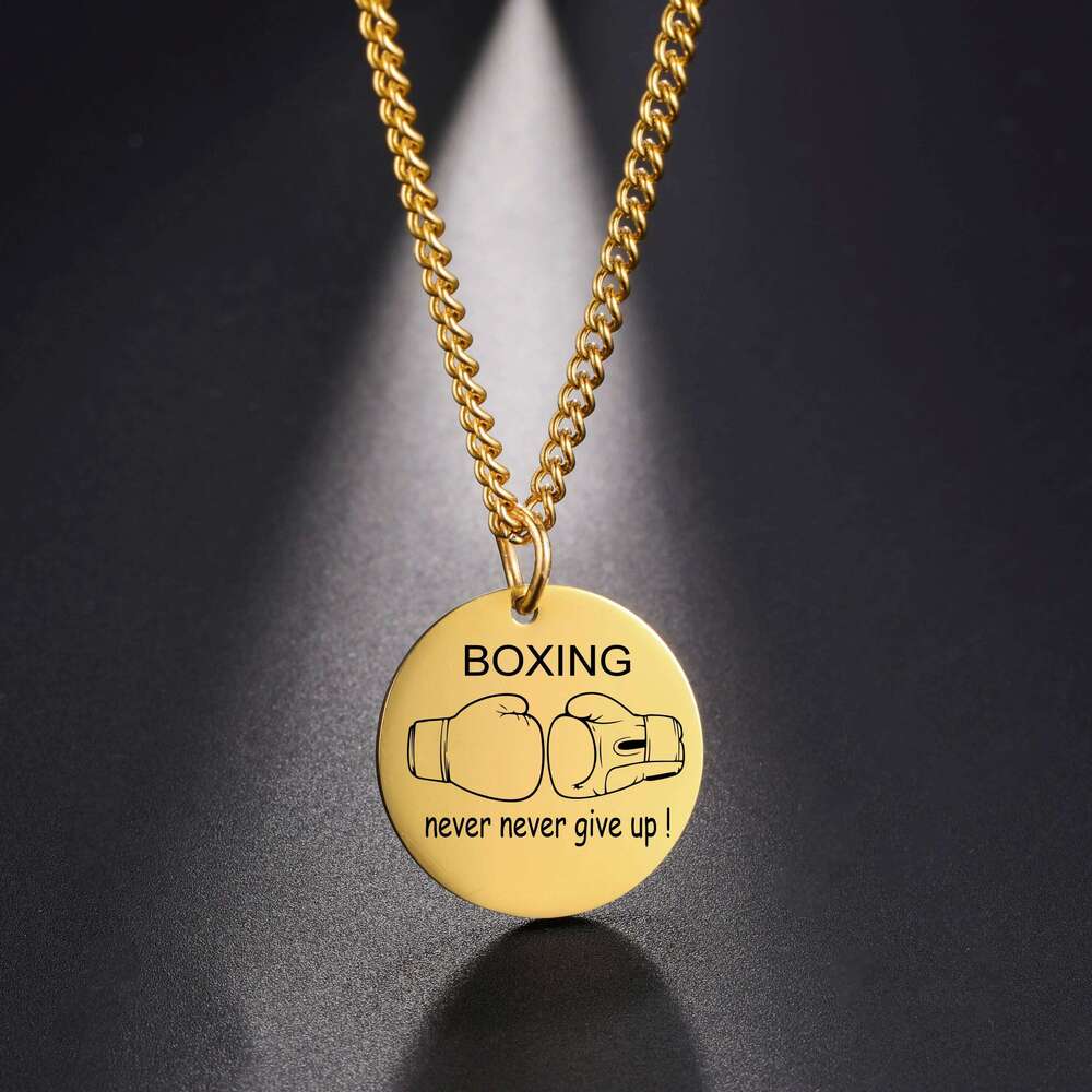 Boxing G Necklace For Men Woman Father Dad Boy Kid Child Sports Fight Stainless Steel Chain Pendant Gold Color Jewelry H260312