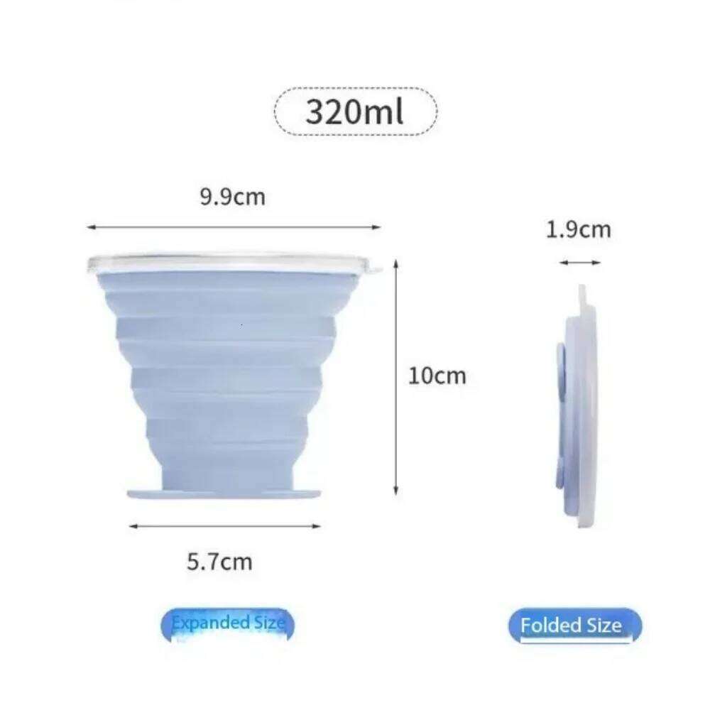 Folding 320ml Portable Silicone Retractable Coloured Environmental Outdoor Coffee Water Cup Tools Z260314