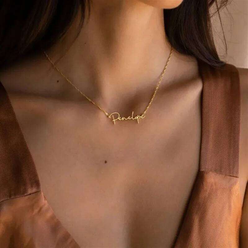 Custom Name Water Wave Chain for Personalized Gold Stainless Steel Necklace Women Jewelry Gift Valentine's Day H260312