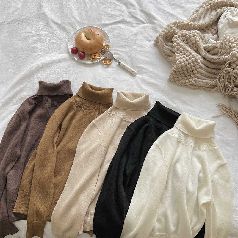 Women's Knits & Tees Autumn Winter New Children's Wool Sweater Korean Style Boys and Girls Sweater Solid Color High Collar Base Versatile So