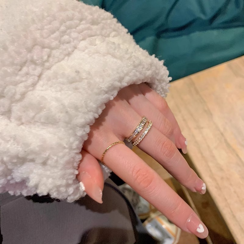 Double Layer Exquisite Ins Trend Index Finger for Women Light Luxury Niche Design Fashionable Personality Simple Open Ring
