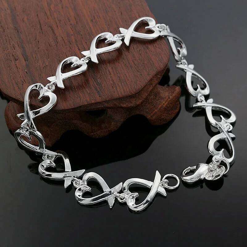 Hot Fine Heart Kelp Chain Fashion 925 Sterling Silver Bracelet For Woman Popular Brands Jewelry Wedding Party Christmas Gifts Z260313