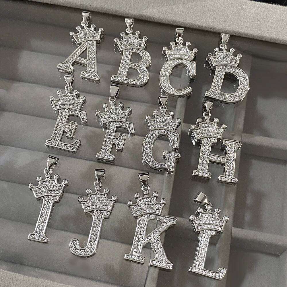 Freetry 26 Letters A-Z Zircon Crown Pendant Necklace for Women Men Punk Initial Alphabet Necklaces Hip Hop Choker Chain Jewelry H260312
