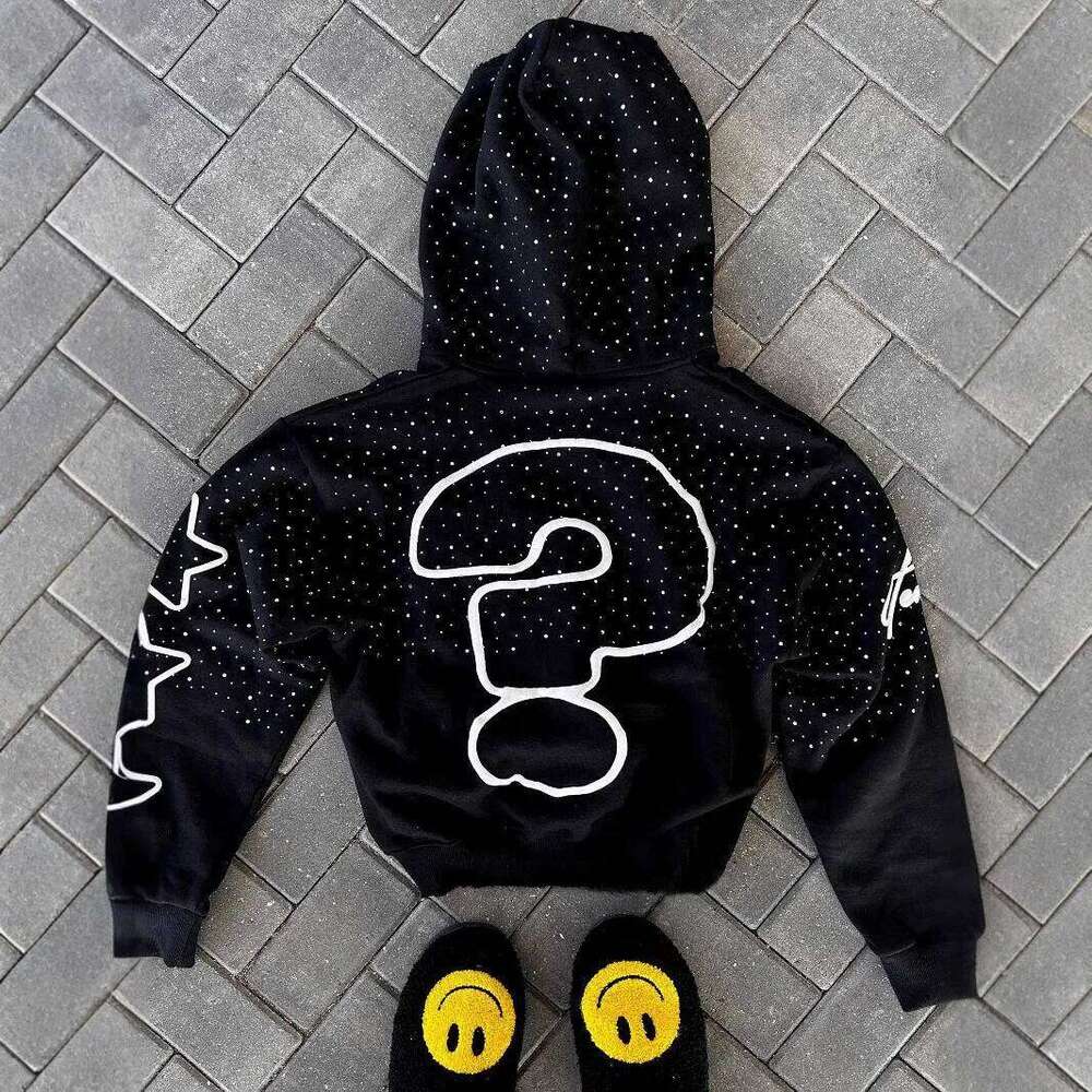 Y2K trendy American letter pattern loose casual hooded zipper retro hoodie fashionable jacket Z260314