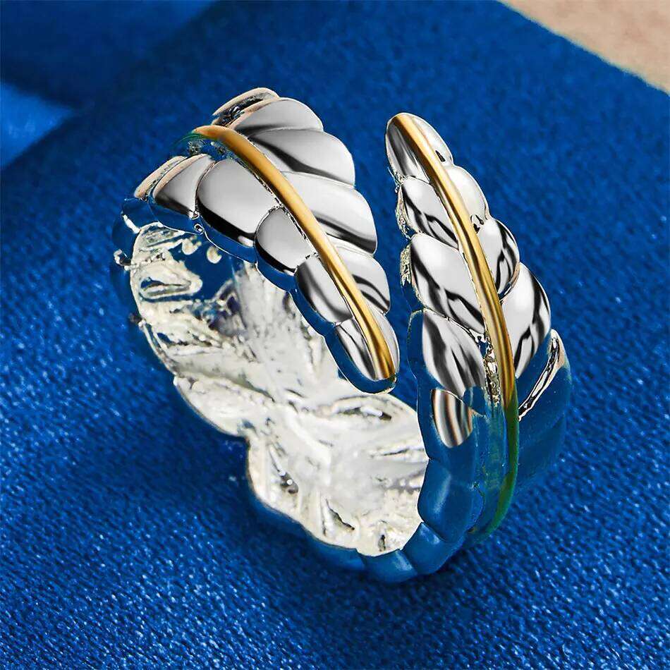 1 piece of 925 sterling silver delicate feather ring with an opening for women's gifts, wedding accessories, jewelry H260312