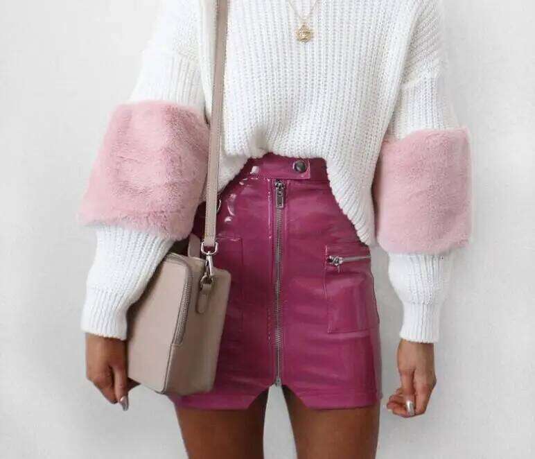 Summer New Sexy Pocket Zipper PU Irregular Hip Wrap Skirt for Women Z260314