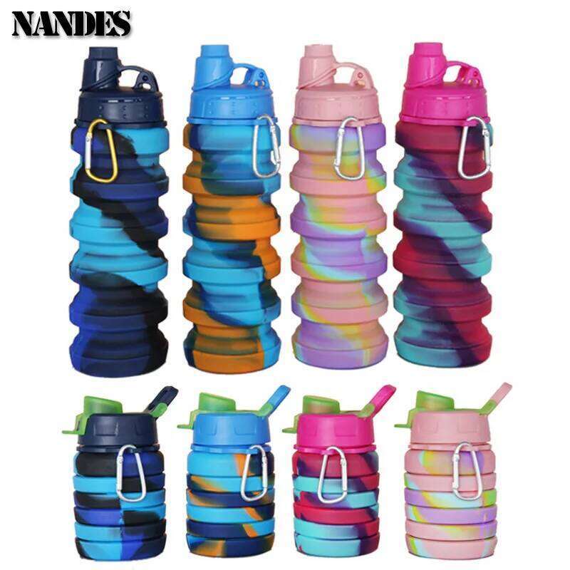 Outdoor Sports Foldable Bottle For Camouflage Creative Water Portable Fashion Travel Silicone Cup Z260313